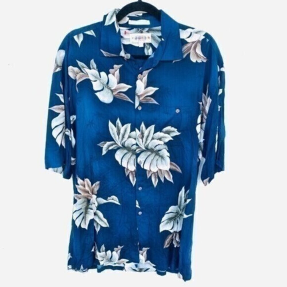 Campia Moda Hawaiian‎ Shirt Sz L Men Vacation Button Down Short Sleeve